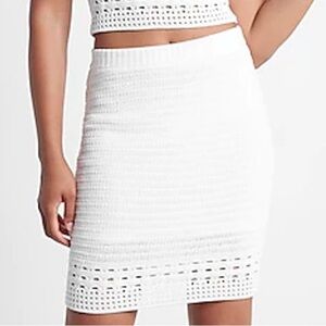 Express White High Waisted Crochet Mini Skirt Size XL NWT!
